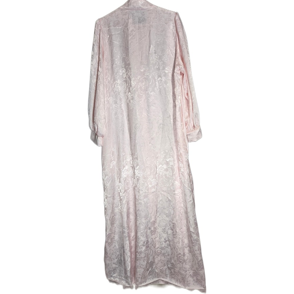 Christian Dior Vintage Pink Floral Jacquard Satin Nightgown Long Sleeve Small - Picture 3 of 13
